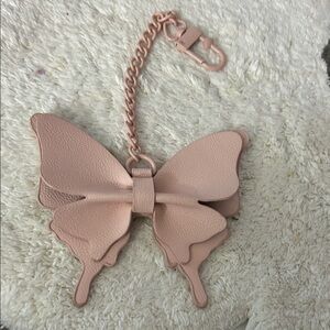 Betsey Johnson Blush Pink Leather Butterfly Keychain